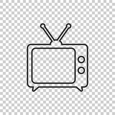 Tv Icon Vector Illustration In Line Style Isolated On Isolated B Stock