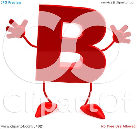 Royalty Free Rf Clipart Illustration Of A 3d Red Letter B With Arms