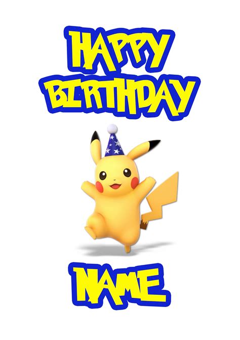 Pikachu Card Pikachu Birthday Card Pikachu Personalized Etsy Uk