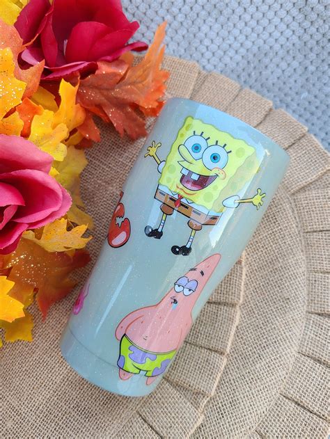 Spongebob Inspired Tumbler Custom Spongebob Cup 20oz Curve Etsy