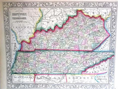 County Map Of Kentucky And Tennessee Websters Fine Books And Maps