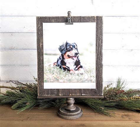 8x10 Pedestal Picture Frame Rustic Farmhouse Wood Double Sided