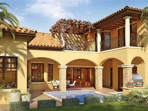 A Front Exterior Mediterranean Style House Plans