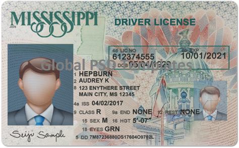 Mississippi Drivers License Template Front And Back V2 Global Psd