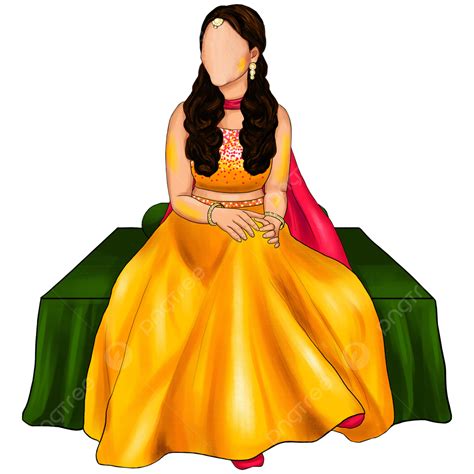 Wedding Girl For Haldi Cute Indian Bride Illustration Vector Hd Images
