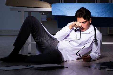 The Doctor Working Night Shift In Hospital After Long Hours Stock Image Image Of Overnight