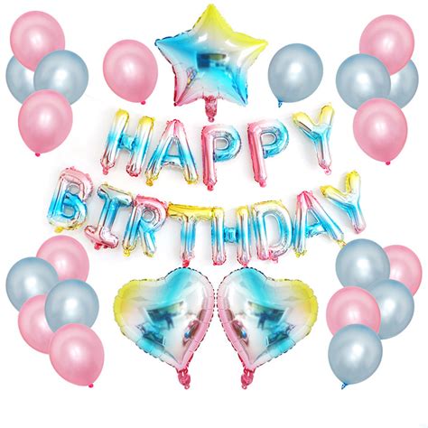 Gradient Color Foil Star Heart Happy Birthday Balloon Set Offer All