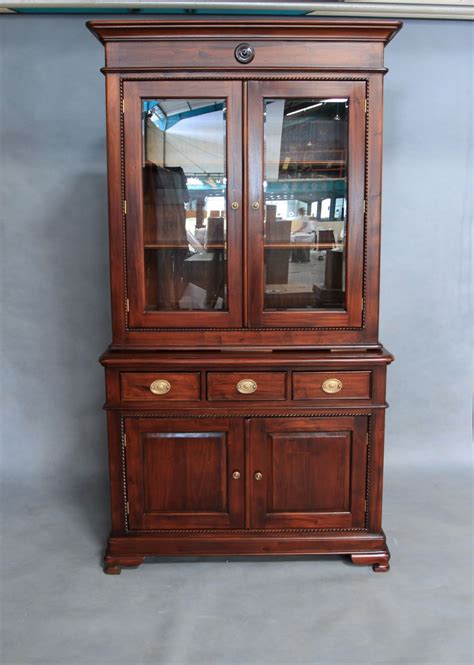 Mahogany Wood Display Cabinet With Cupboard And Drawers