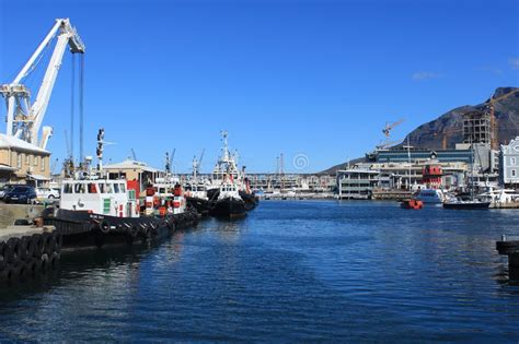 Plattenberg Mountain And Boats In The Harbor At Waterfront In Capetown