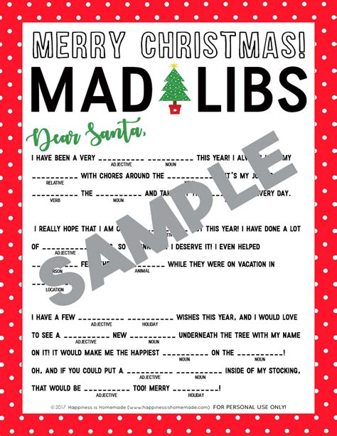 As a child, i was a huge mad libs fan and i was always devouring every mad libs book and mad libs printable i could get my hands on.i fondly remember playing mad libs as a child: Christmas Mad Libs Printable - Happiness is Homemade