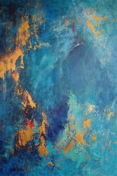 Blue And Yellow Abstract Art Blue River Sharon Cummings Painting By