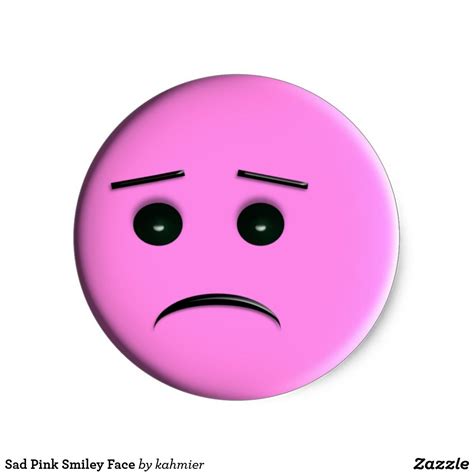 Sold 4 Sad Pink Smiley Face Classic Round Sticker Face Stickers Round