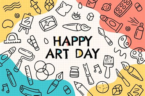Fondo Del Día Mundial Del Arte Dibujado A Mano Vector Gratis