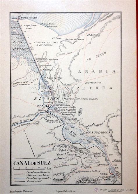 This connects the mediterranean sea and the red sea. antiguo mapa plano del canal de suez - espasa 1 - Comprar Documentos antiguos en todocoleccion ...
