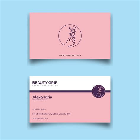 Beauty Simple Pink Health And Healing Business Card Vector Template Business Cards Vector