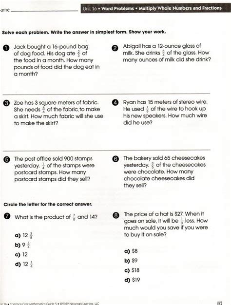 Grade 5 Multiplication And Division Word Problems 5th Grade