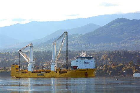 On The Waterfront Heavy Lift Ship Stands Out In Port Angeles Harbor