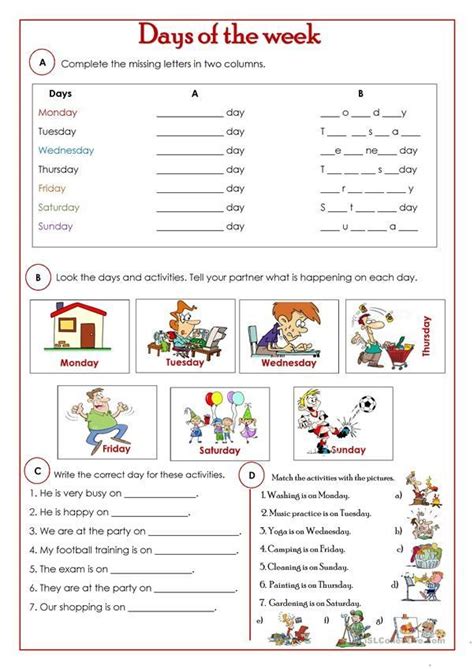 Free Esl Worksheets For Elementary Students