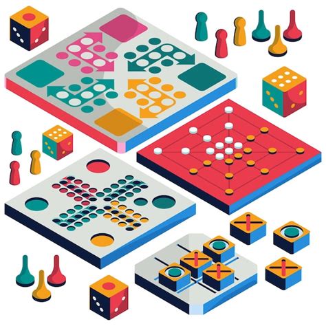 Free Vector Board Game Set Isometric Style