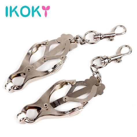 Ikoky Nipple Clamps Sm Bondage Adult Games Steel Metal Erotic Toys Breast Clips Sex Toys For