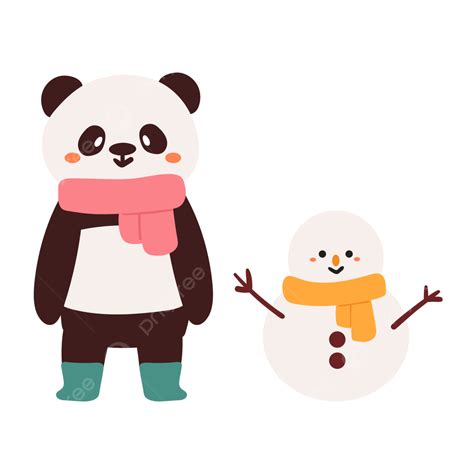 Panda Snowman Clipart Hd Png Cute Cartoon Panda And Snowman Panda