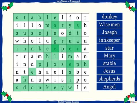 A Nativity Word Search Teaching Resources