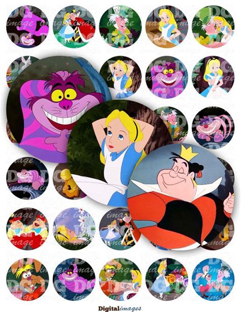 Disney Alice In Wonderland Digital Collage Sheet Circle Etsy Alice