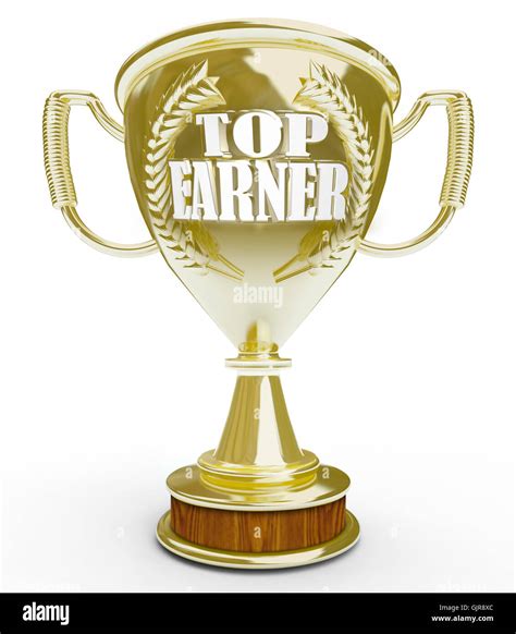 Top Earner Words On Golden Trophy Stock Photo Alamy