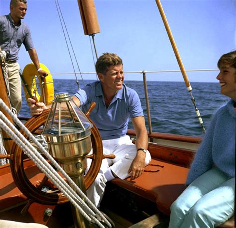 Kn C23425 President John F Kennedy Sails Aboard Yacht Manitou John