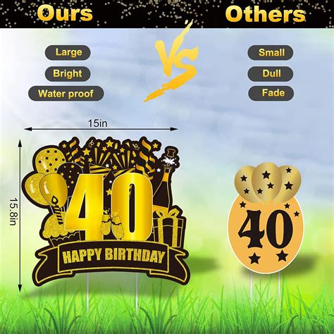 Buy 40th Birthday Yard Sign Large Black Gold 40th Birthday Decorations