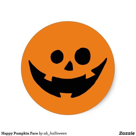Happy Pumpkin Face Classic Round Sticker In 2020 Happy