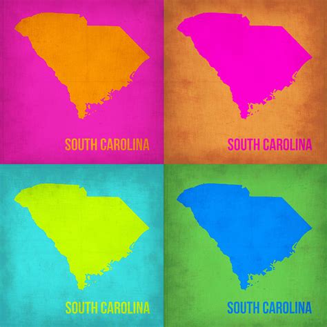 South Carolina Pop Art Map 1 Painting By Naxart Studio Pixels