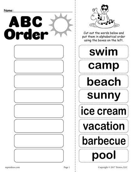 Summer Alphabetical Order Worksheet Abc Order Worksheet