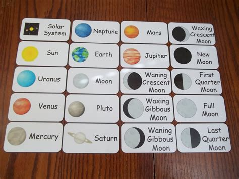 20 Solar System Picture Word Flash Cards Preschool Thru