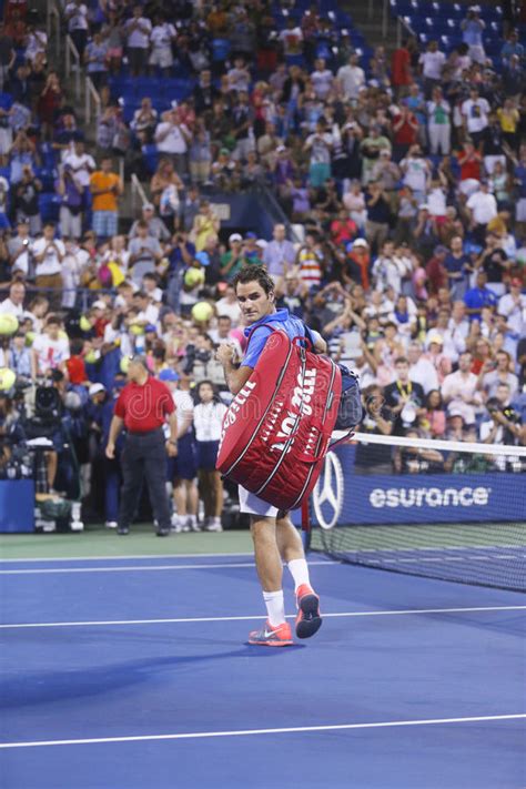 Seventeen Times Grand Slam Champion Roger Federer Leaving Stadium After