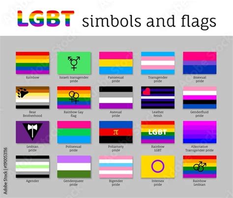 Set Symbols Flags Lgbt Movement Flat Icon Collection Of Signs For