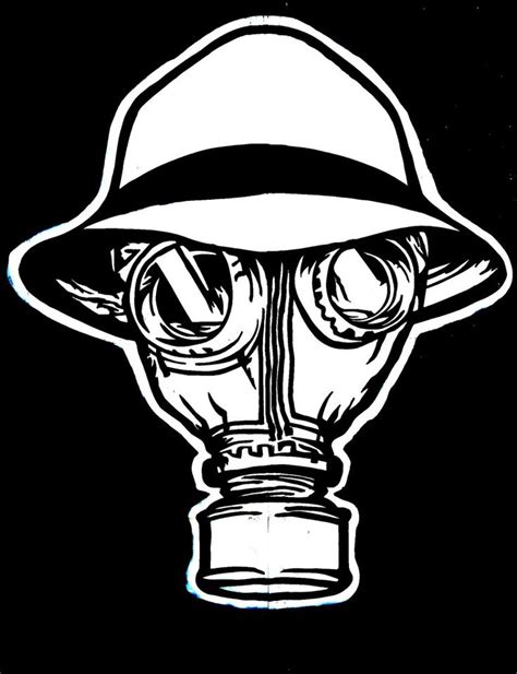 A Black And White Drawing Of A Gas Mask