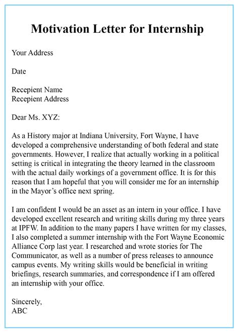 Writing motivation letter job isn't all that easy especially when there are guidelines to be followed and content to think about. 4+ Free Sample Motivation Letter for Internship Templates