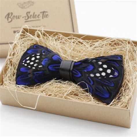 Blue Polka Dot Feather Bow Tie Bow Ties For Men Bow Selectie