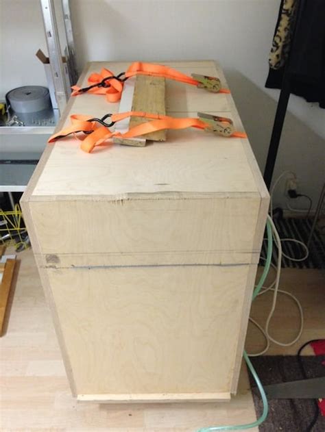The orange straps keep it together tight and it's placed upon wooden blocks until i get some. DIY Soundproof box for noisy air compressors - Nick Power