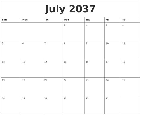 July 2037 Word Calendar