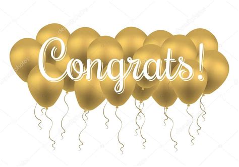 Congrats Congratulations Vector Banner With Golden Balloons And