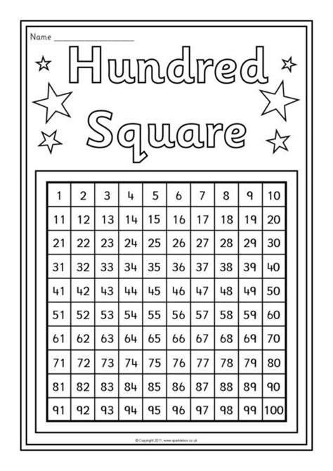 Hundred Square Colouring Sheets Sb5509 Sparklebox