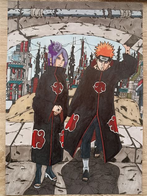 Pain And Konan Drawn By Me Rnaruto