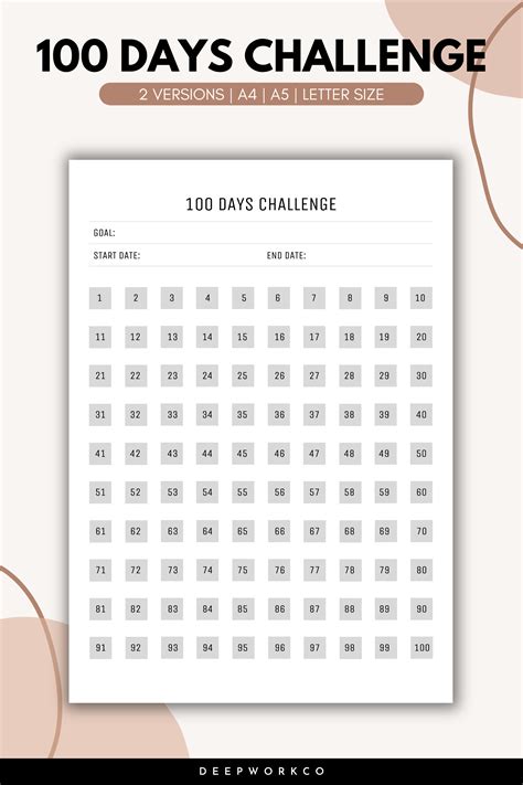 100 Day Habit Tracker Printable 100 Day Challenge Minimal Etsy 100