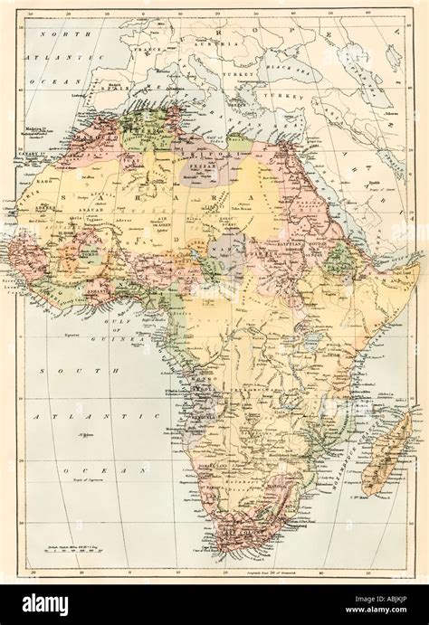 Mapa De África En El Decenio De 1870 Litografía De Color Fotografía De