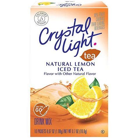 Crystal Light Natural Lemon Iced Tea On The Go Drink Mix 10 Ct Pack Of