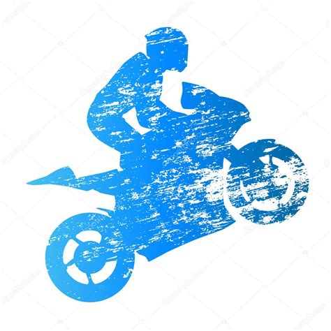 Scratched Vector Silhouette Road Motorbike Rider Wheelie Stock Vector