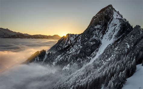 Download Cloud Sunrise Dawn Snow Nature Mountain 4k Ultra Hd Wallpaper