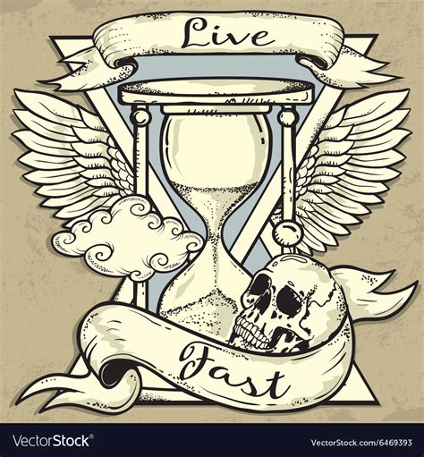 Hourglass And Skull Tattoo Design Royalty Free Vector Image